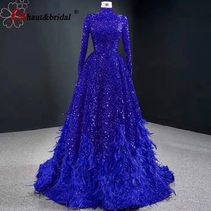 Elegant Feather Sequin Evening Night Dresses for Women 2023